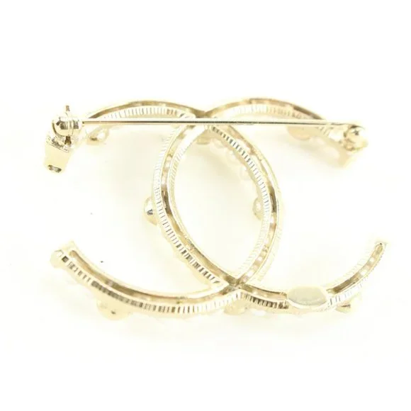 Chanel 20C CC Brooch Golden 1CK419C. Gold plated, crystal and pearls. - Picture 8 of 9